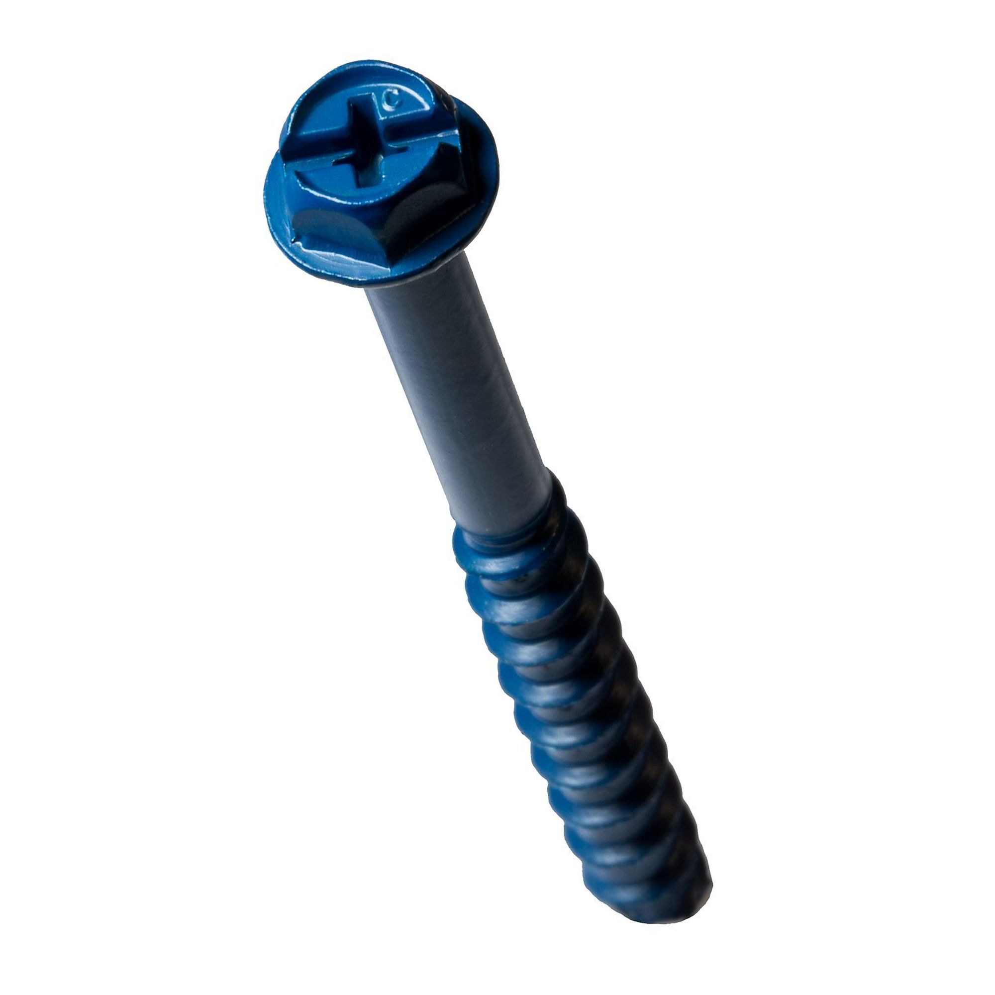 SIMPSON Strong-Tie, 1/4in. x 2-1/4in. Hex-Head Concrete Screw, Blue, Included (qty.) 100, Model# TNT25214H